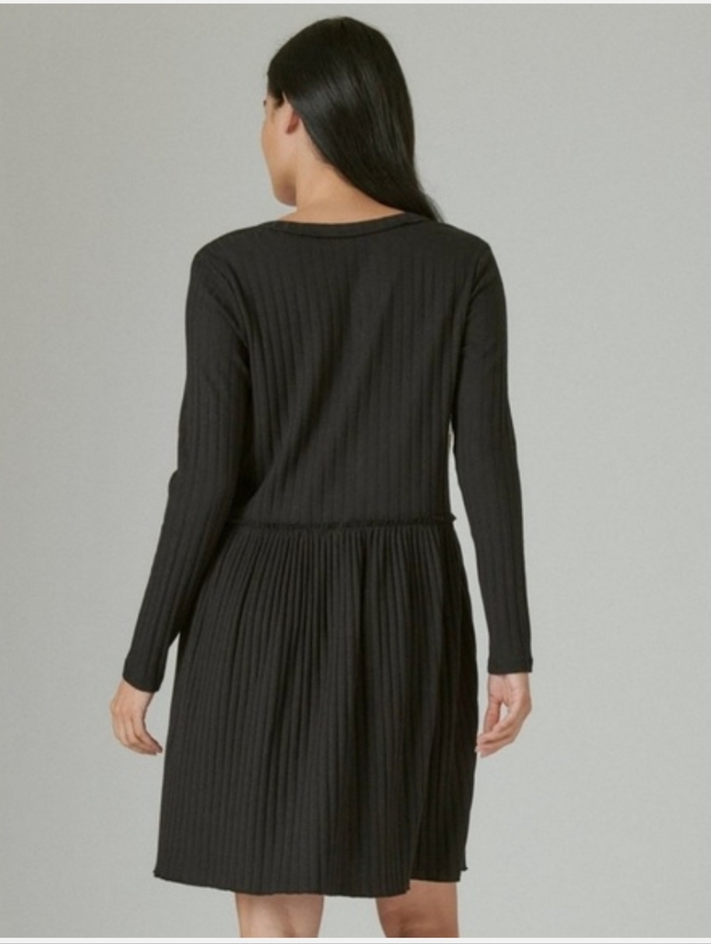 Charcoal Ribbed Button Front Knit Dress - Picture 2 of 11